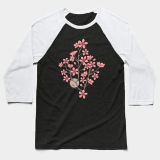 CHERRY BLOSSOMS Japanese Spring Floral Botanical with Sakura Flowers and Sun in Vintage Palette Pink Gray Neutrals Cream - UnBlink Studio by Jackie Tahara Baseball T-Shirt